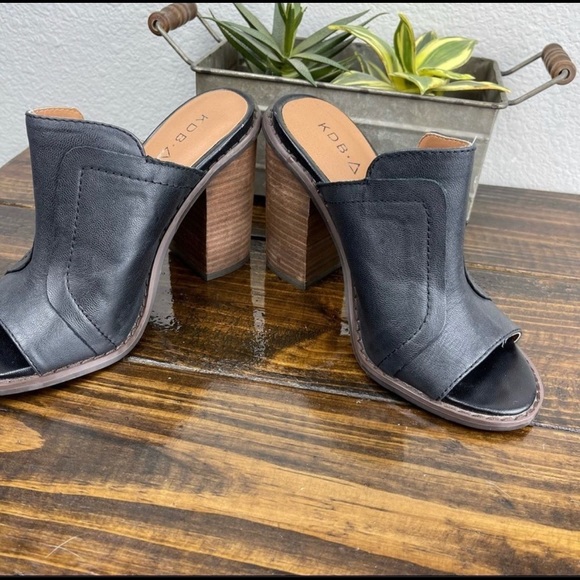Kelsi Dagger KDB Stacked Heel Mules sz 6.5 - Picture 4 of 6